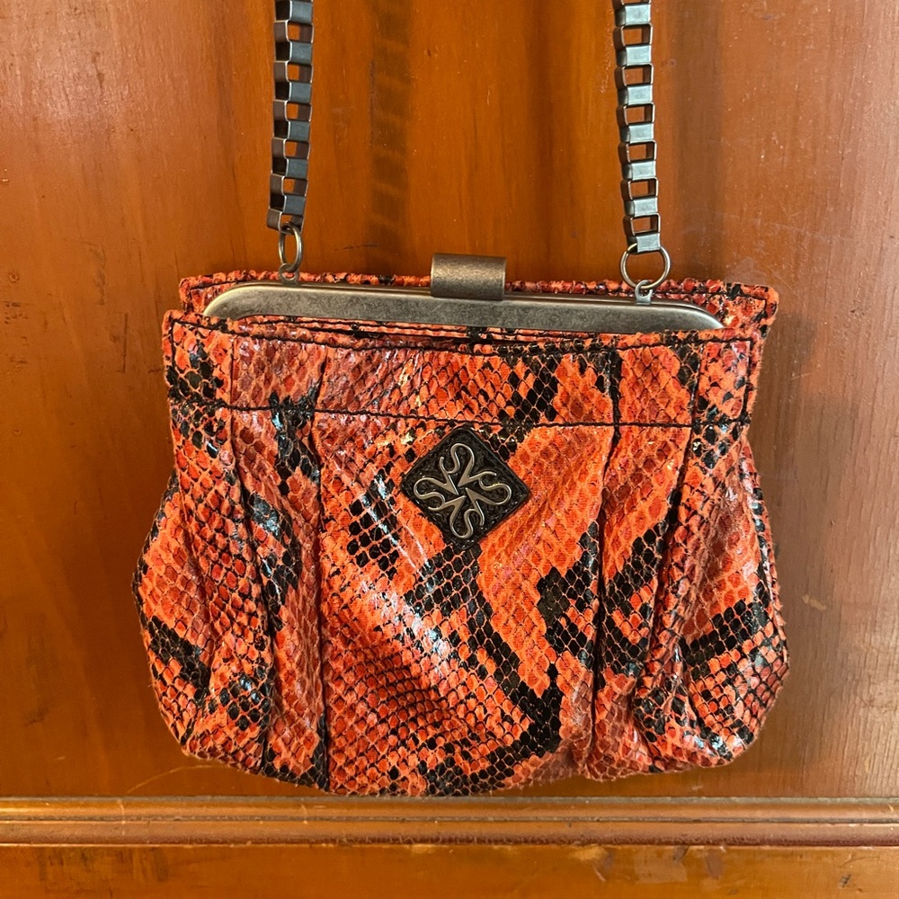 Vera Wang faux snakeskin crossbody purse